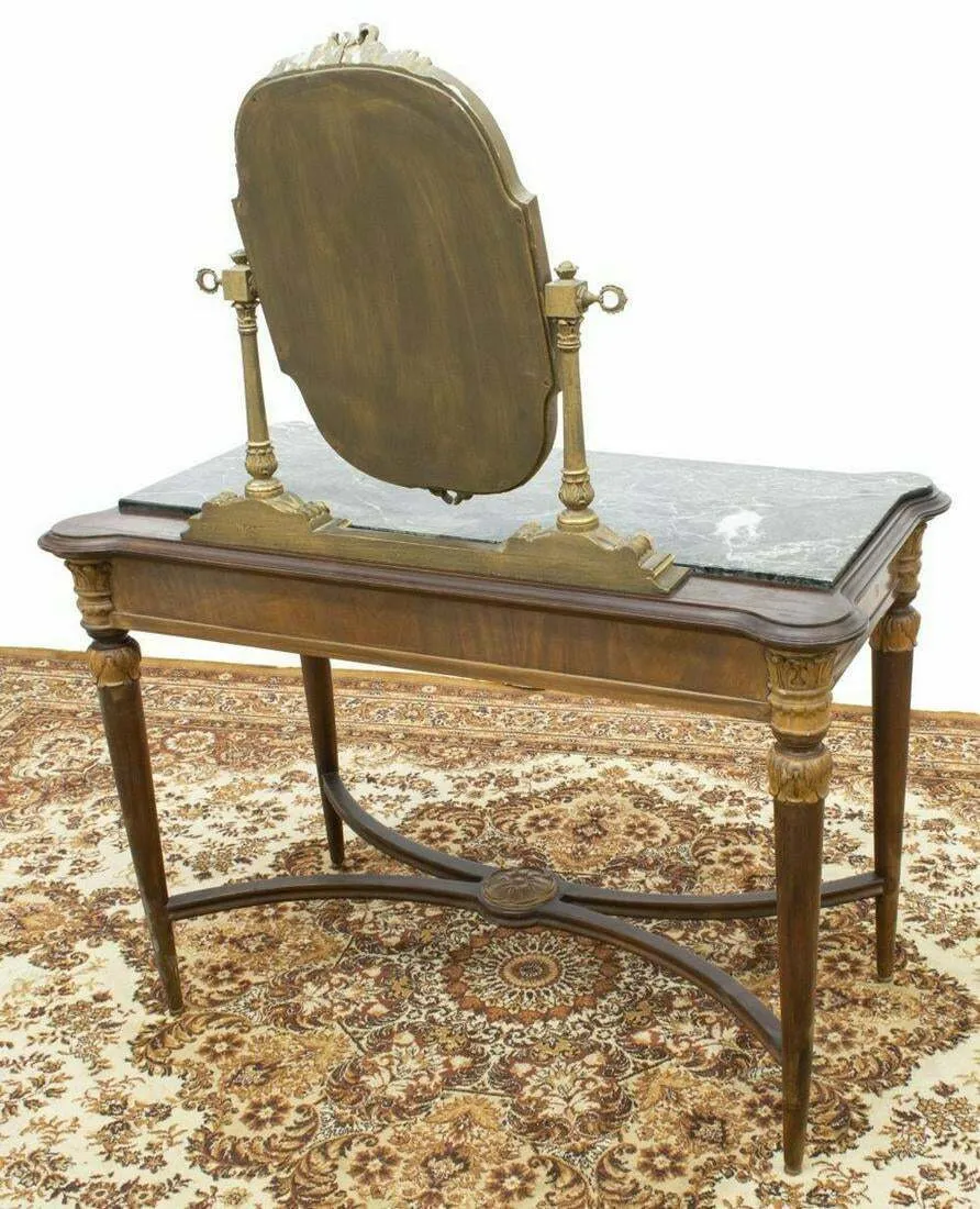 Vintage Vanity, Italian, Mirrored Marble-Top Dressing Table, Mid Century, 1900's, Gorgeous!!
