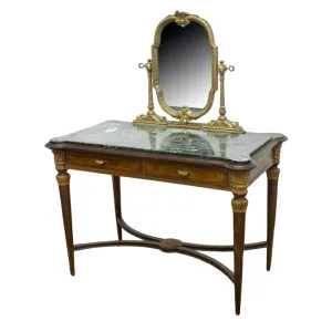 Vintage Vanity, Italian, Mirrored Marble-Top Dressing Table, Mid Century, 1900's, Gorgeous!!