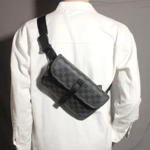 Vvsha  Christmas Gift Black Plaid Chest Bag