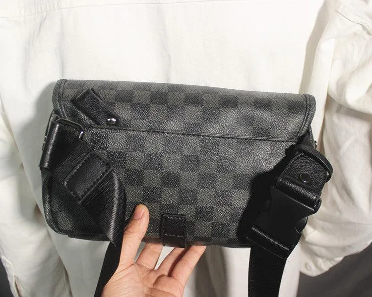 Vvsha  Christmas Gift Black Plaid Chest Bag