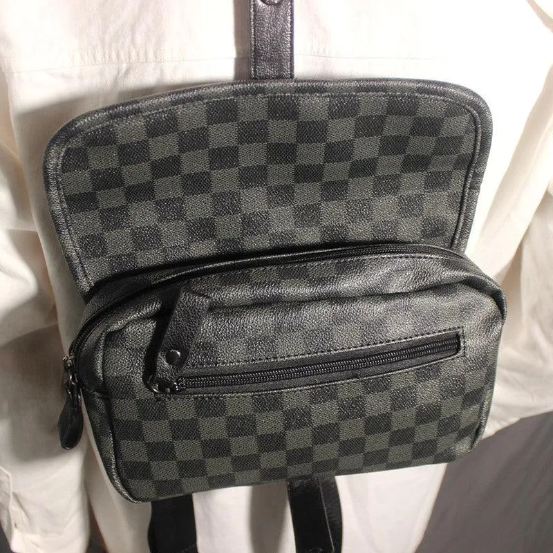 Vvsha  Christmas Gift Black Plaid Chest Bag