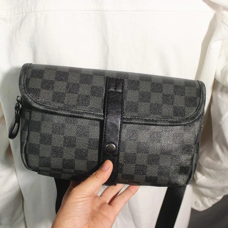 Vvsha  Christmas Gift Black Plaid Chest Bag