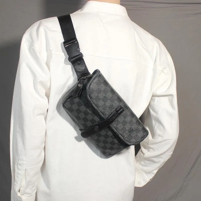 Vvsha  Christmas Gift Black Plaid Chest Bag