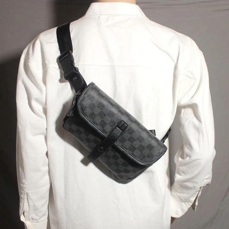Vvsha  Christmas Gift Black Plaid Chest Bag