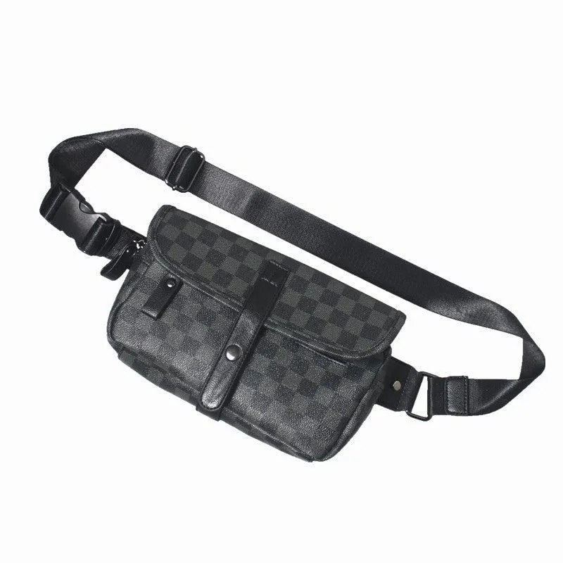 Vvsha  Christmas Gift Black Plaid Chest Bag