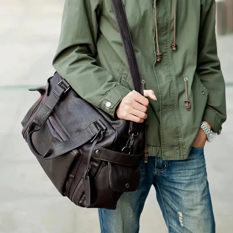 Vvsha  Christmas Gift Black PU Leather Travel Bag