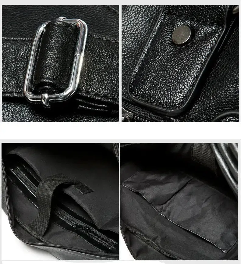 Vvsha  Christmas Gift Black PU Leather Travel Bag