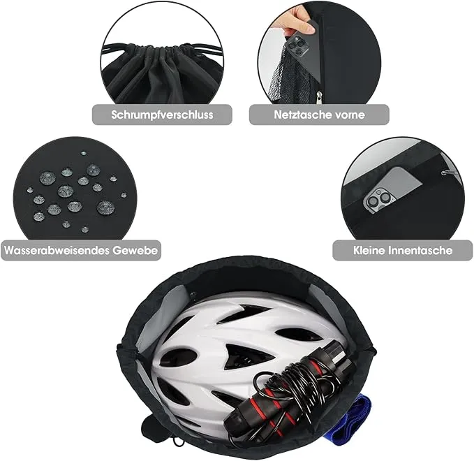 WANDF Drawstring Backpack Sports Gym Sackpack with Mesh Pockets Water Resistant String Bag for Women Men Children