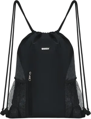 WANDF Drawstring Backpack Sports Gym Sackpack with Mesh Pockets Water Resistant String Bag for Women Men Children