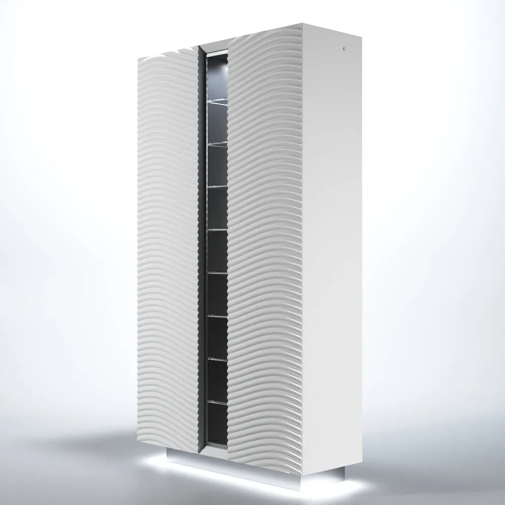 Wave White Luxury China Cabinet, made in Spain