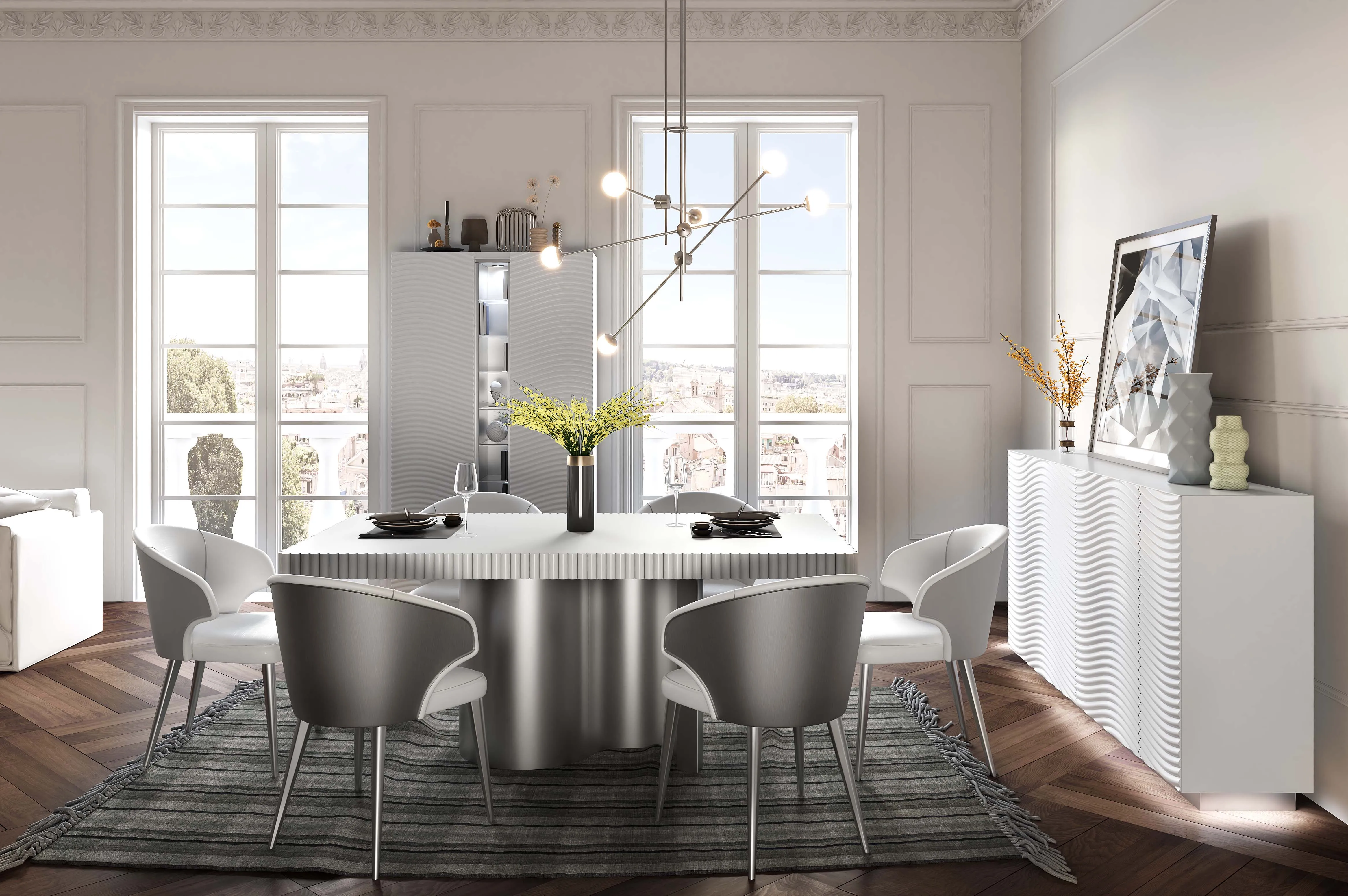 Wave White Luxury Dining Chair, made in Spain