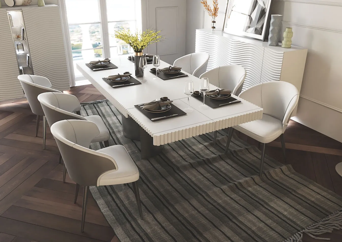 Wave White Luxury Dining Chair, made in Spain