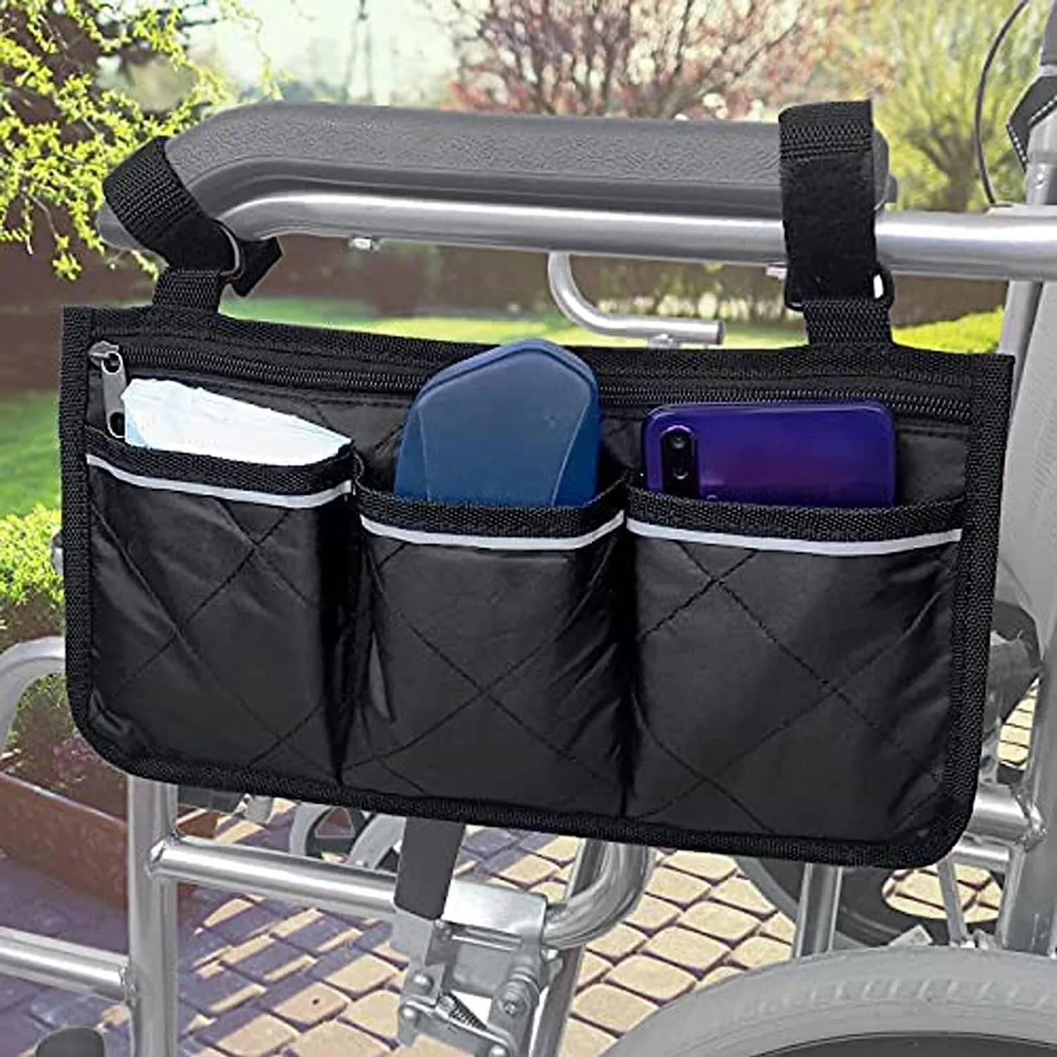 Wheelchair Armrest Organizer Bag