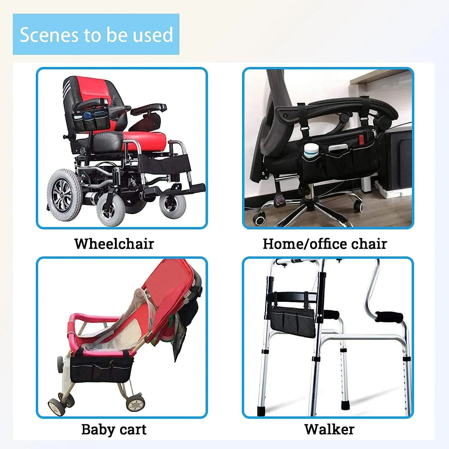 Wheelchair Armrest Organizer Bag