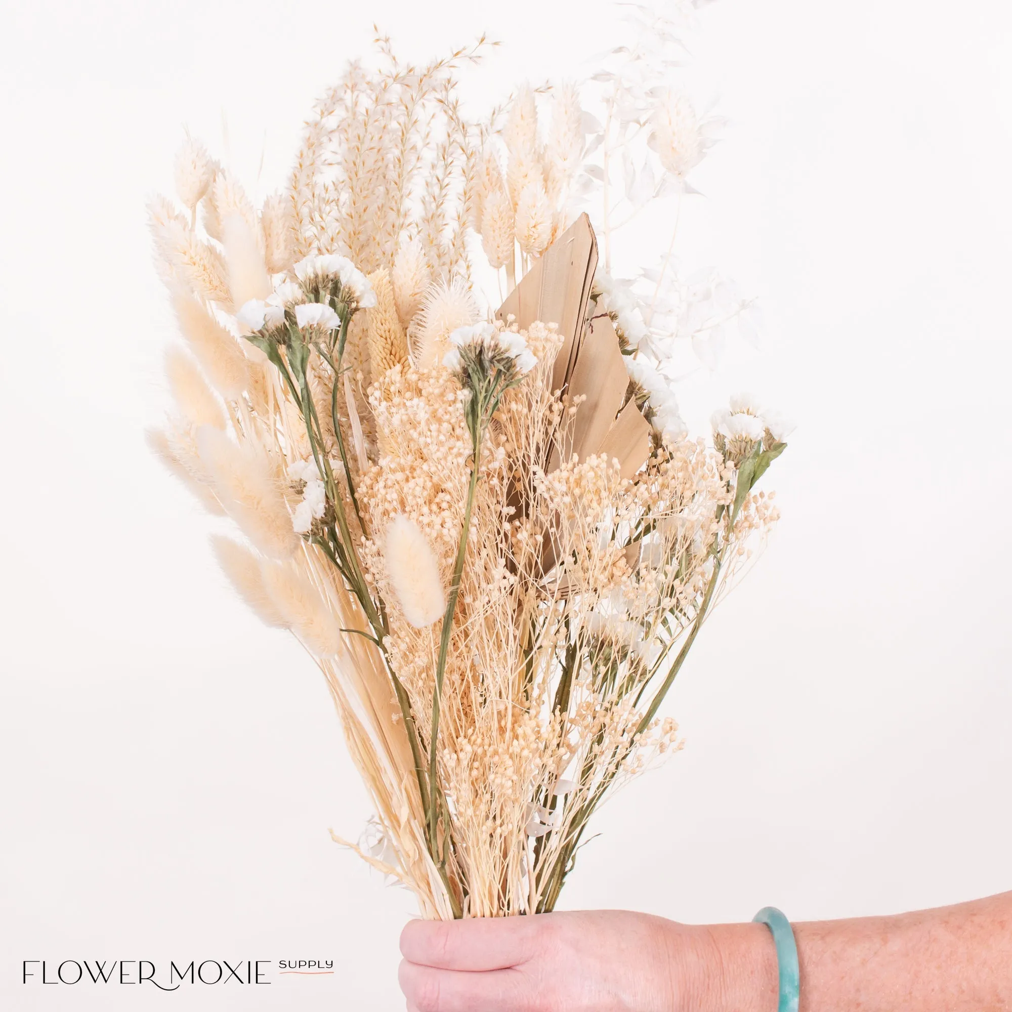 White Boho Wildflower Dried Bouquet - Medium