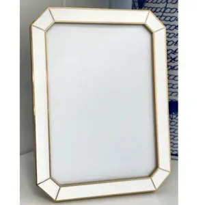 White/Gold Slope Edge Enamel Frame | 5 x 7"