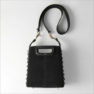 Women Lace-Up Suede M Bucket Bag - Black