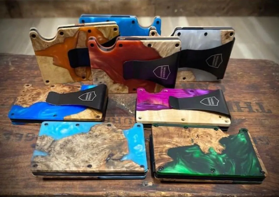 Wood and Resin Smart Wallet (Purple)