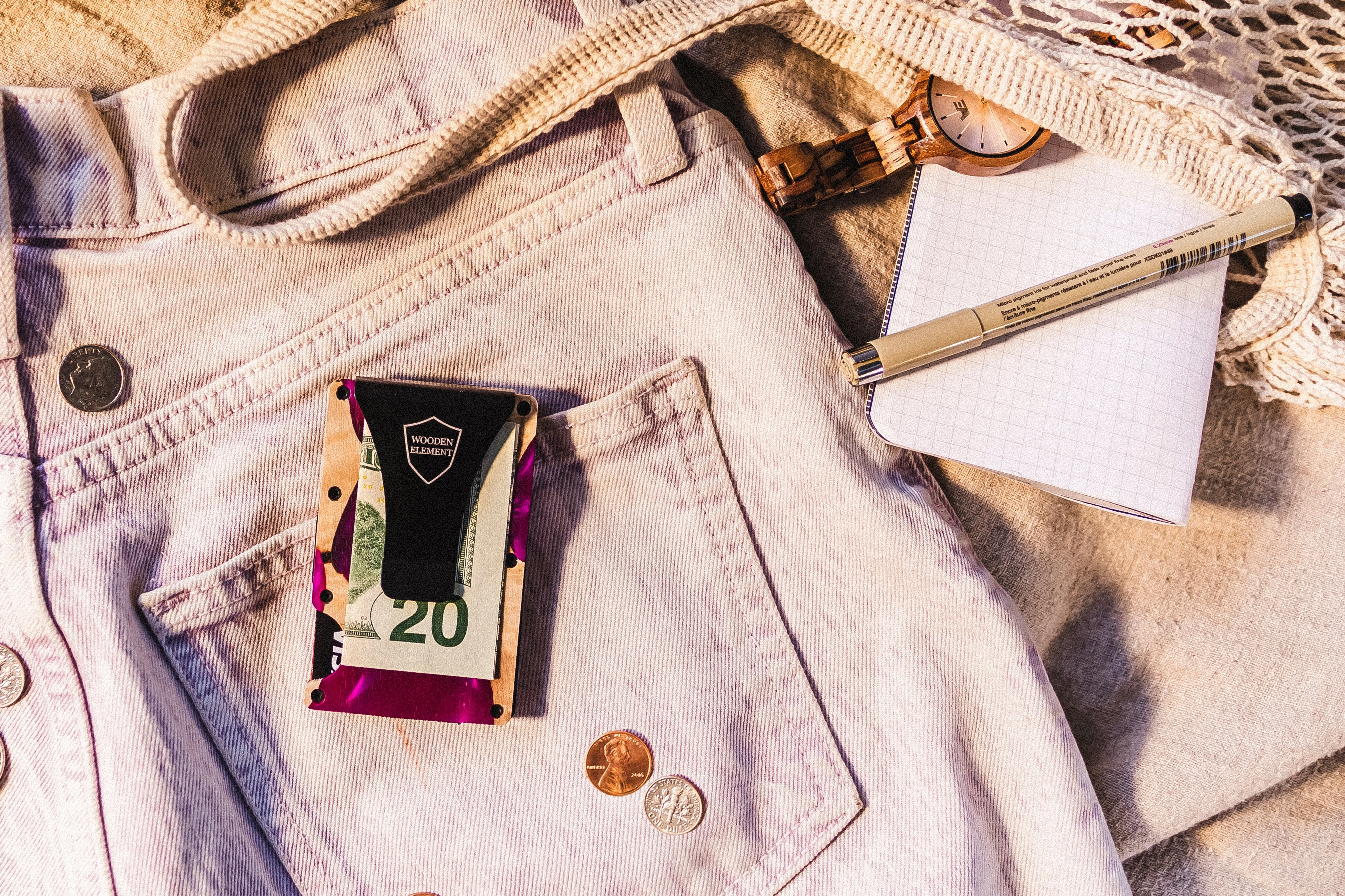 Wood and Resin Smart Wallet (Purple)