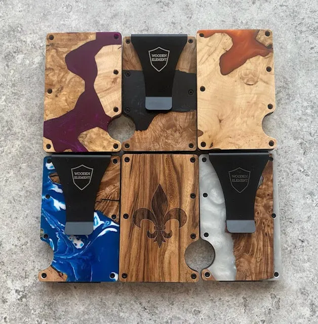 Wood and Resin Smart Wallet (Purple)