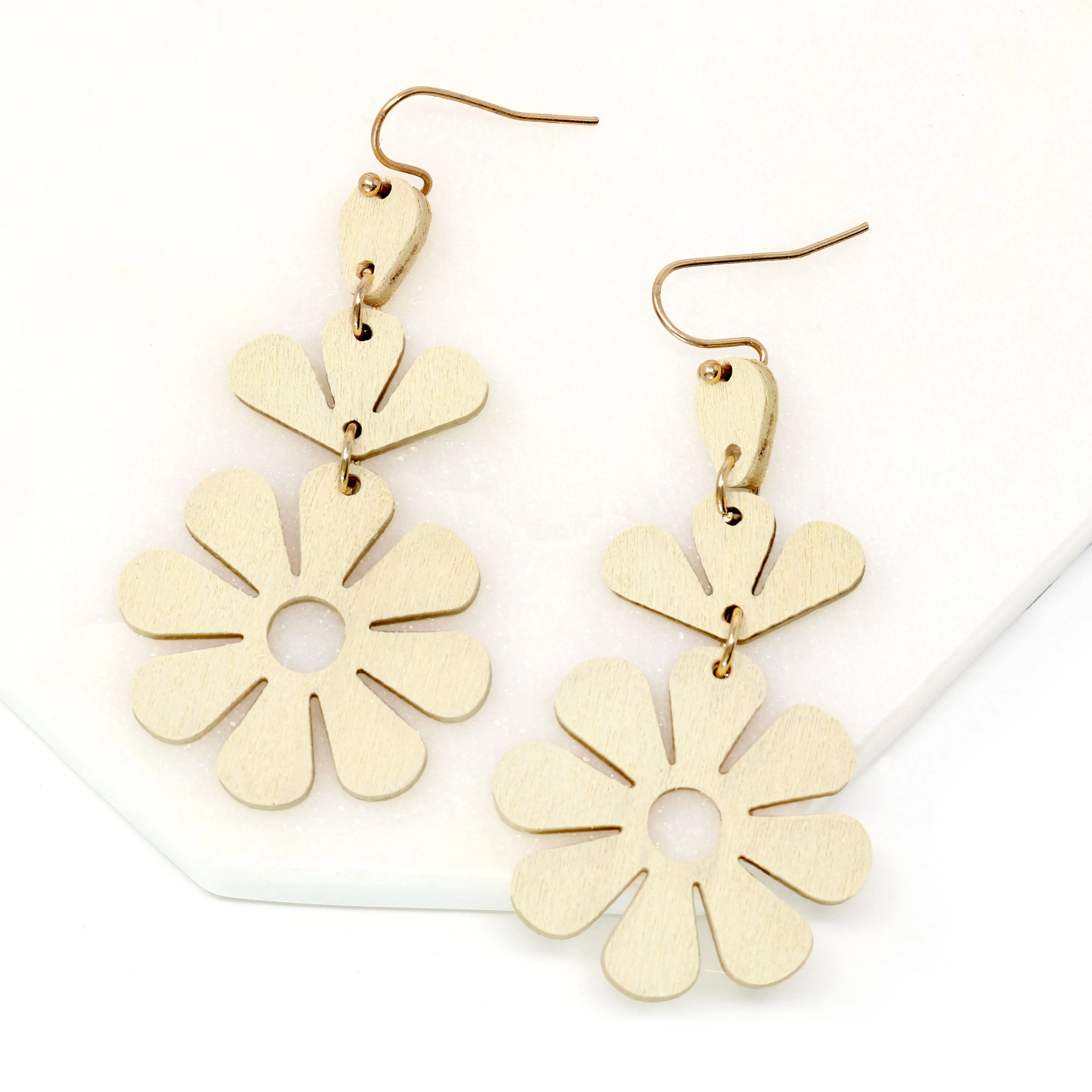 Wooden Daisy Flower Earring