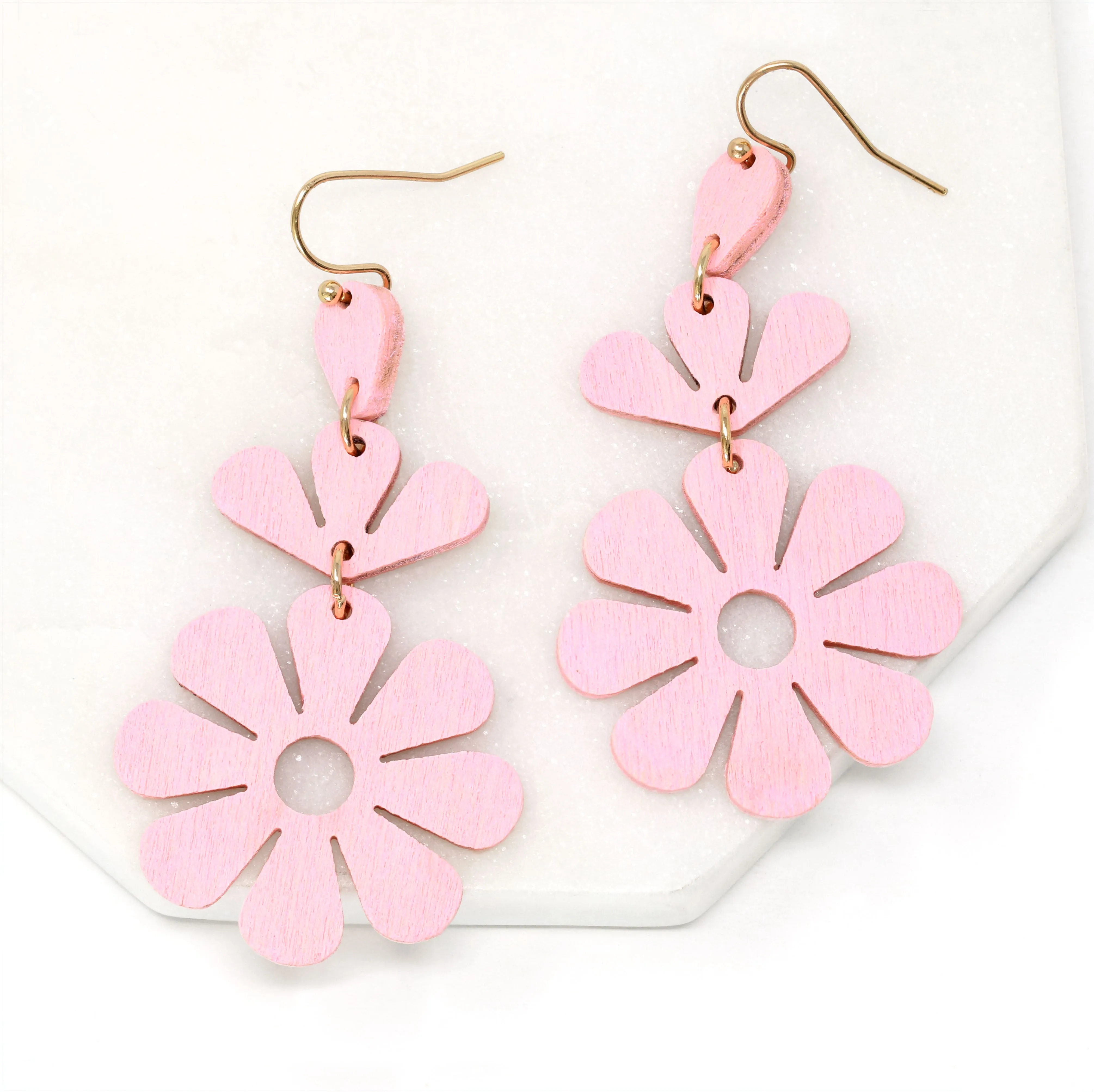 Wooden Daisy Flower Earring