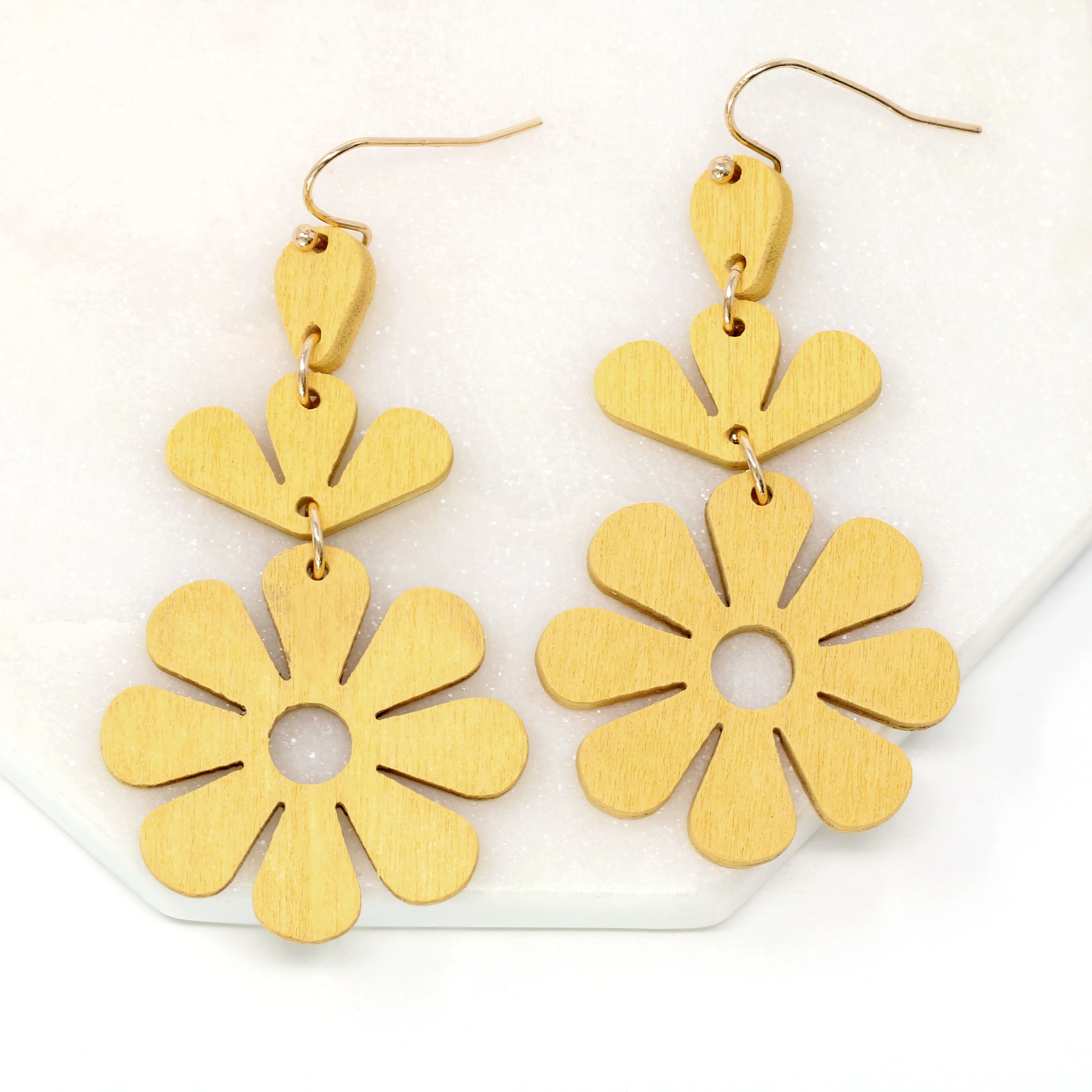 Wooden Daisy Flower Earring