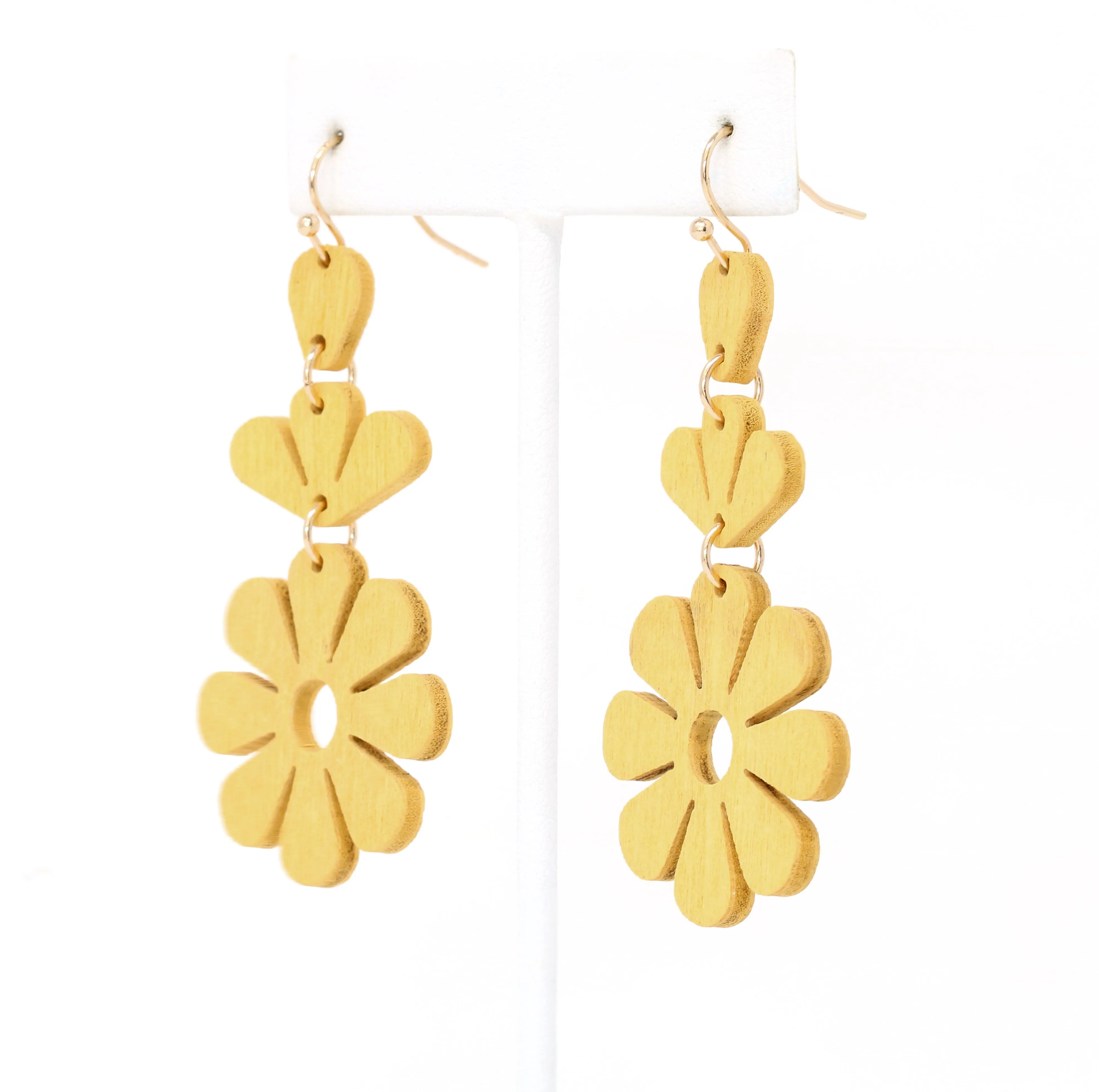 Wooden Daisy Flower Earring