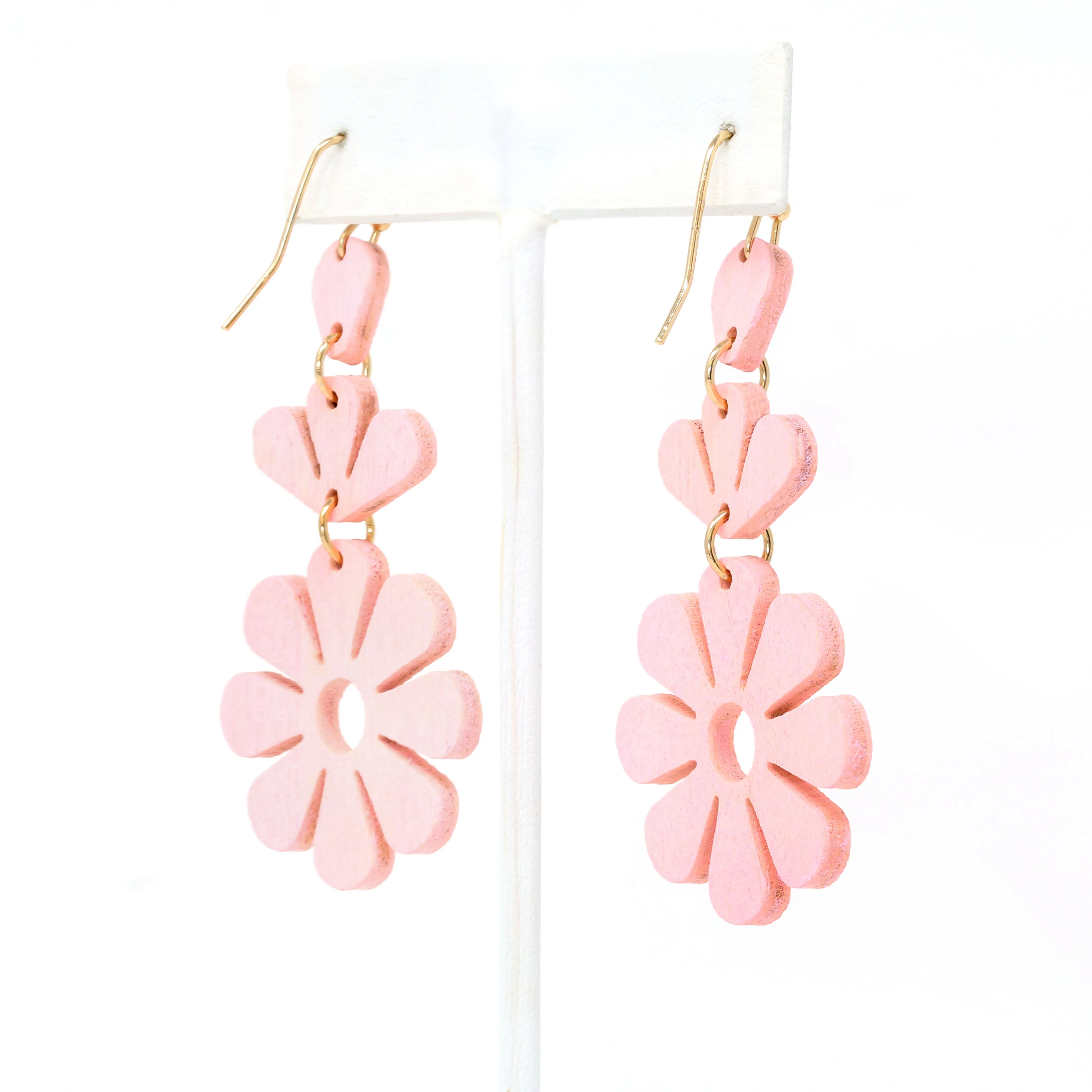 Wooden Daisy Flower Earring