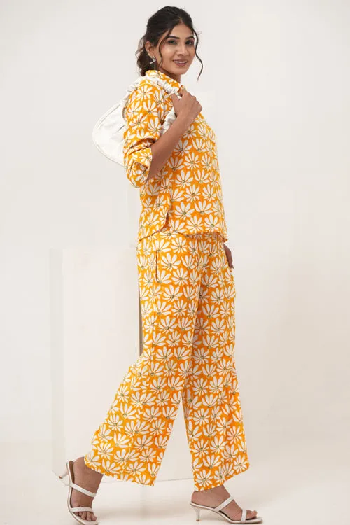 Yellow Petal Hand Block Printed Co-Ord Set