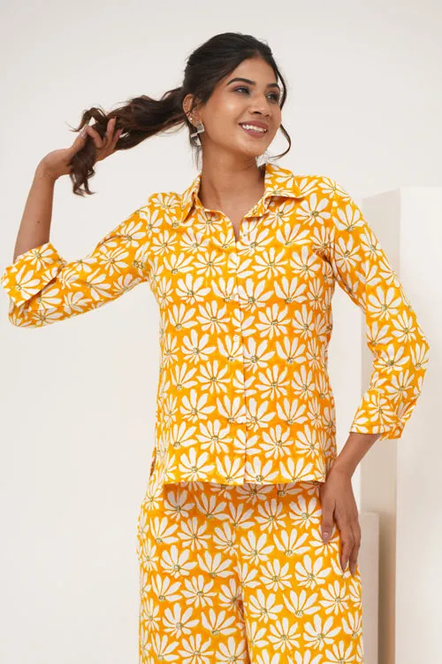 Yellow Petal Hand Block Printed Co-Ord Set