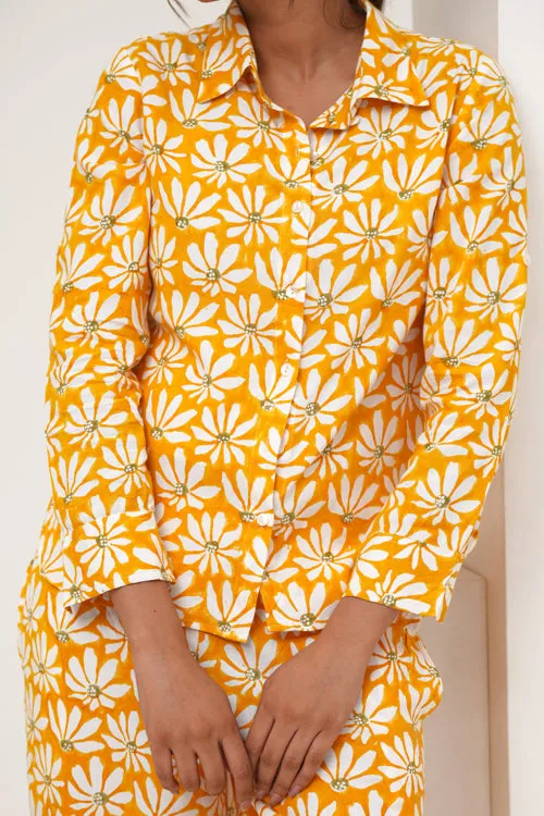 Yellow Petal Hand Block Printed Co-Ord Set