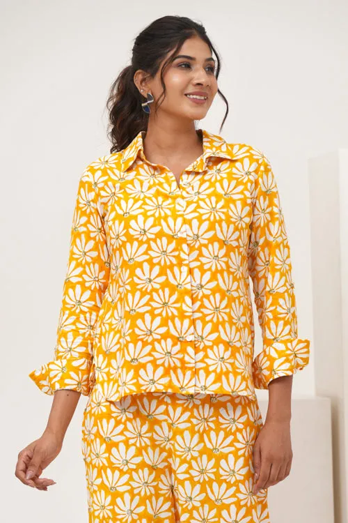 Yellow Petal Hand Block Printed Co-Ord Set