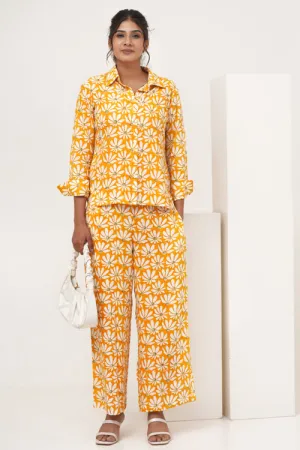 Yellow Petal Hand Block Printed Co-Ord Set