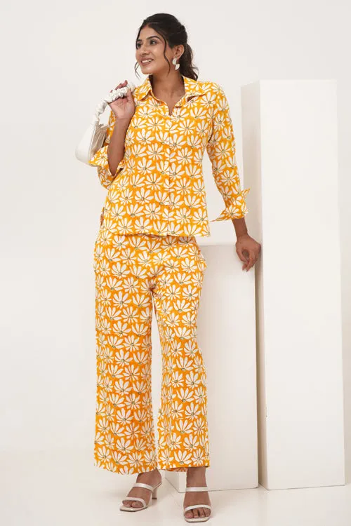Yellow Petal Hand Block Printed Co-Ord Set