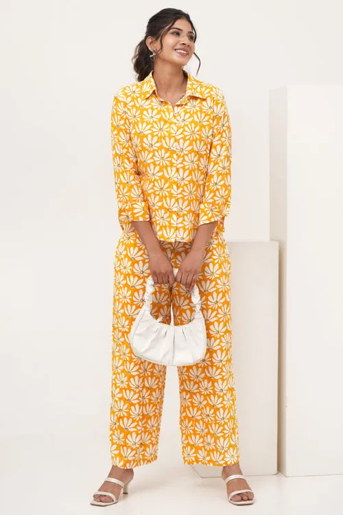 Yellow Petal Hand Block Printed Co-Ord Set